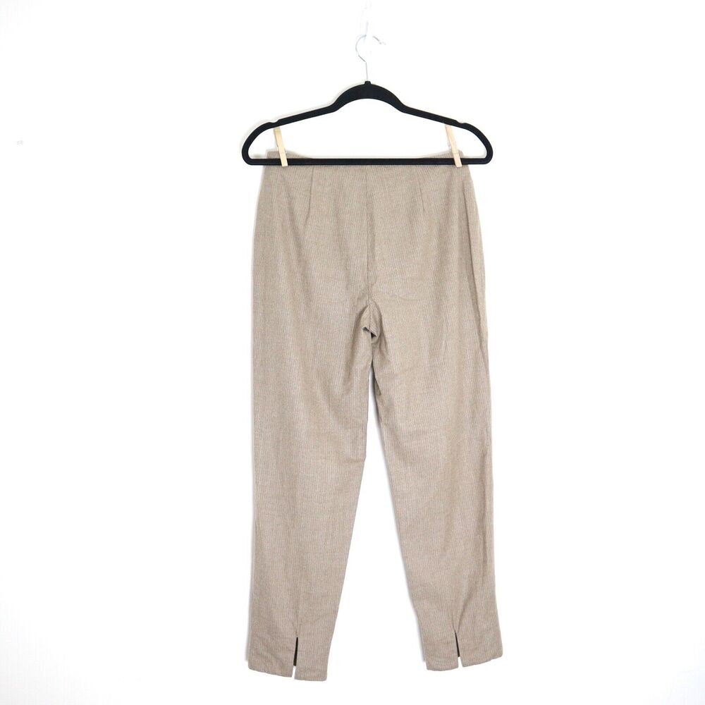 Piazza Sempione Audrey Wool Blend Capri Pant Camel Pinstripe Flat Front - Picture 7 of 12